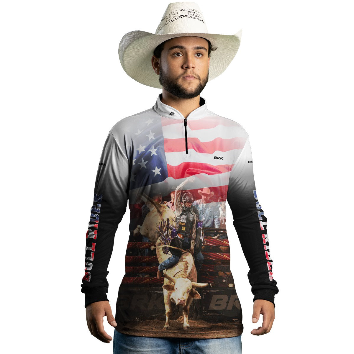 Camisa Agro Brk Branca Rodeio USA com Proteção Solar UV50+ - BRK AGRO
