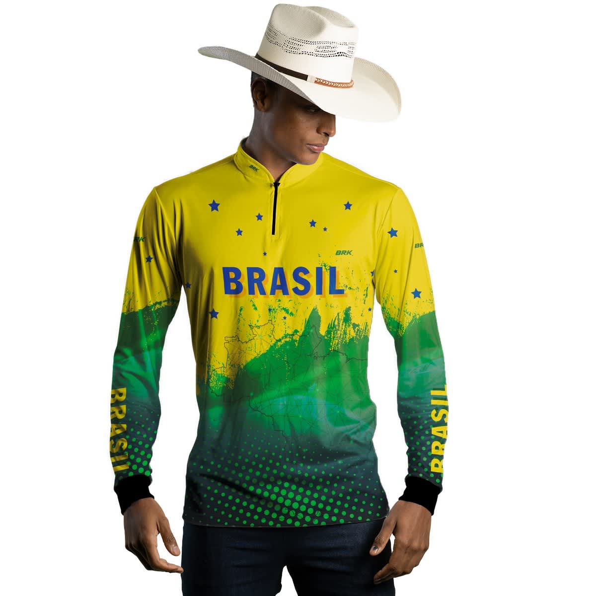 Camisa Agro Brk Brasil Amarela com Proteção Solar UV50+ - Brk Agro