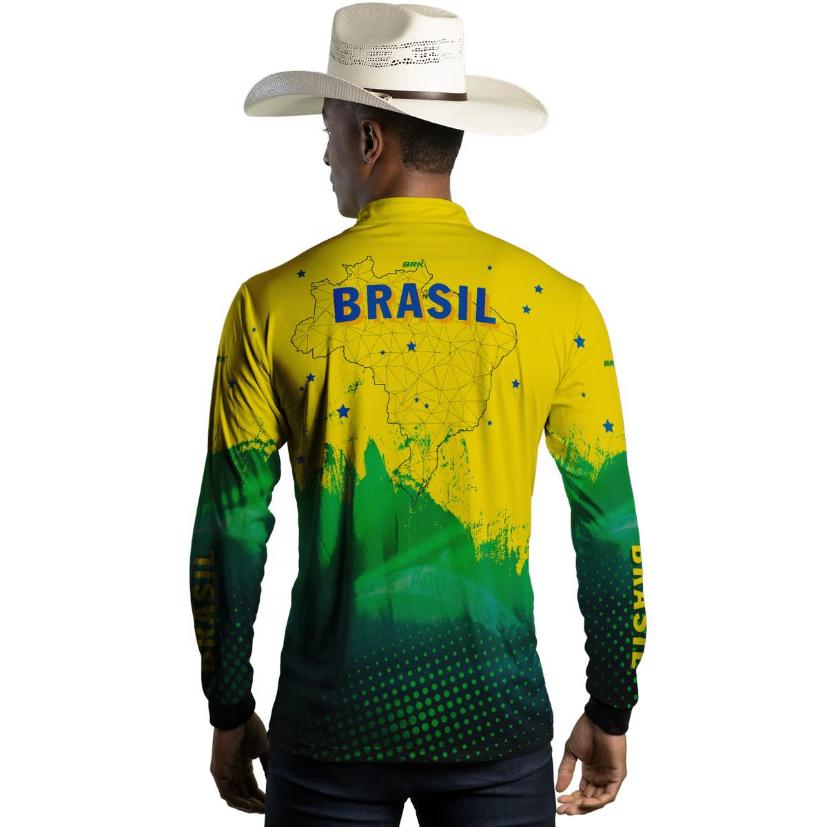 Camisa Agro Brk Brasil Amarela com Proteção Solar UV50+ - Brk Agro