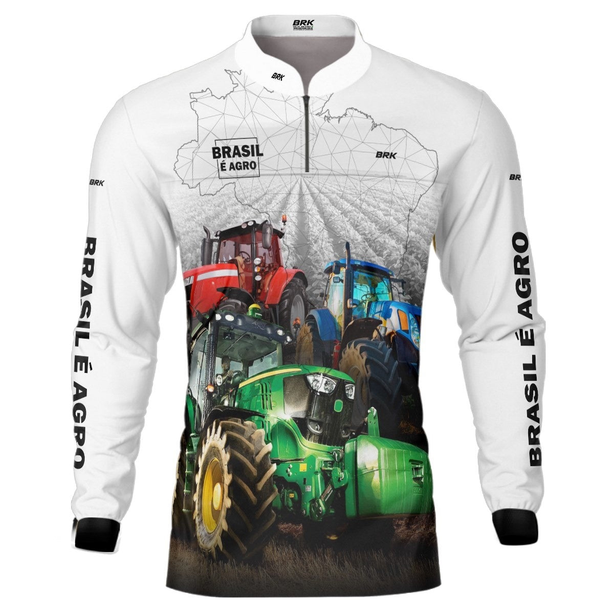 Camisa Agro Brk Brasil é Agro Branca com Proteção Solar UV50+ - Brk Agro