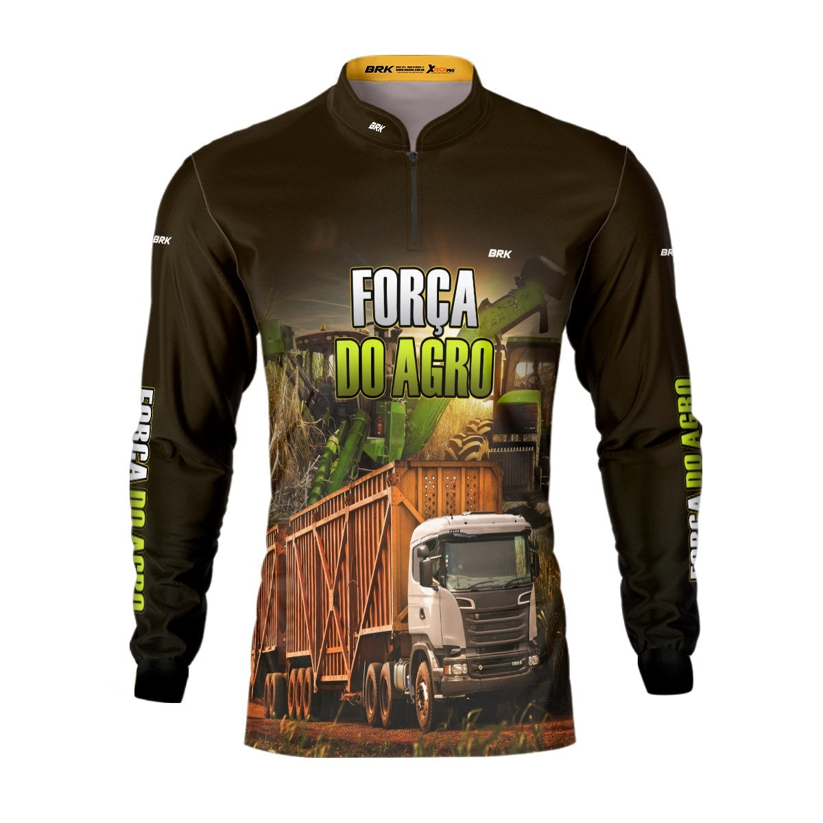 Camisa Agro Brk A Força do Agro Caminhão Colheita de Cana com Proteção Solar UV50+ - Brk Agro