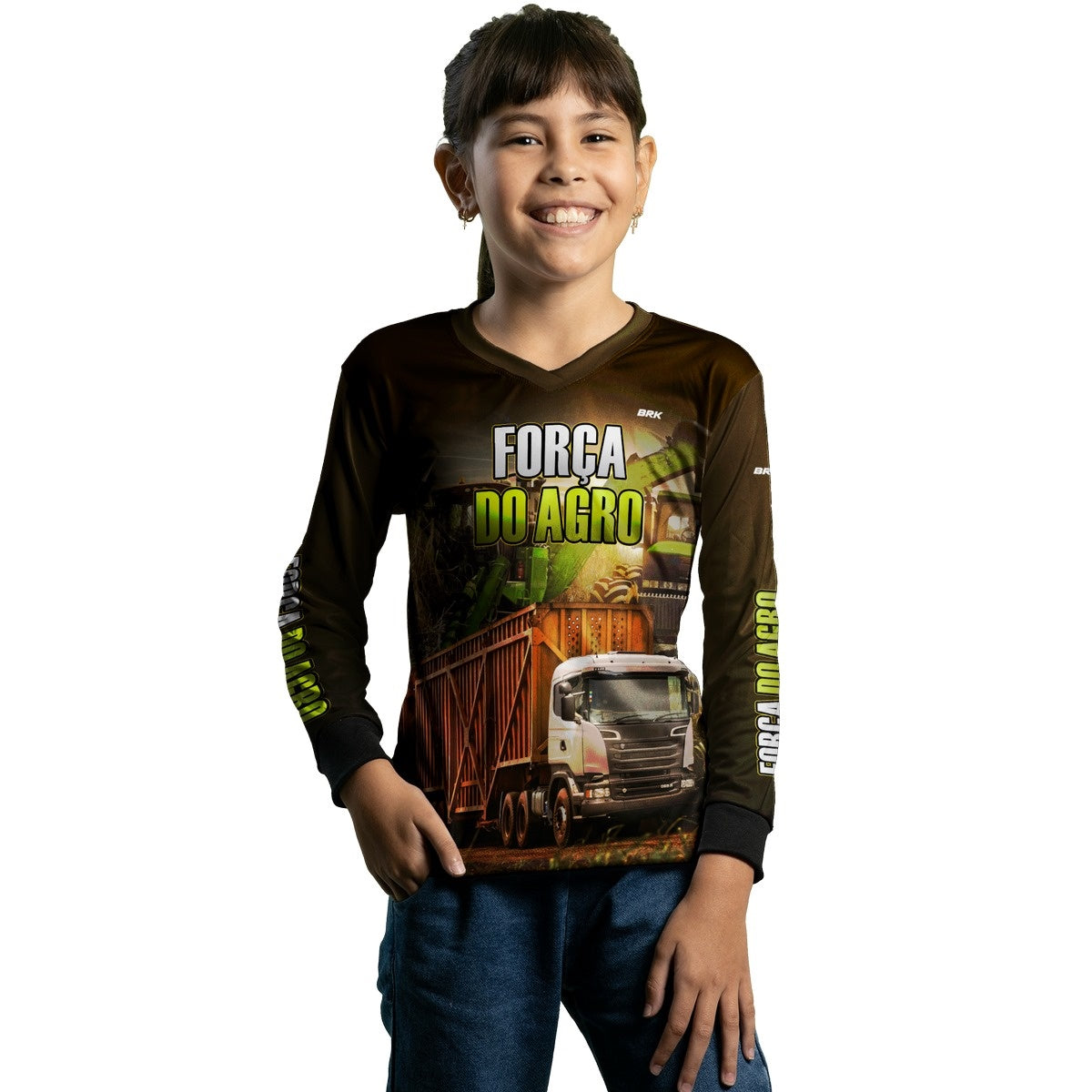 Camisa Agro Brk A Força do Agro Caminhão Colheita de Cana com Proteção Solar UV50+ - Brk Agro