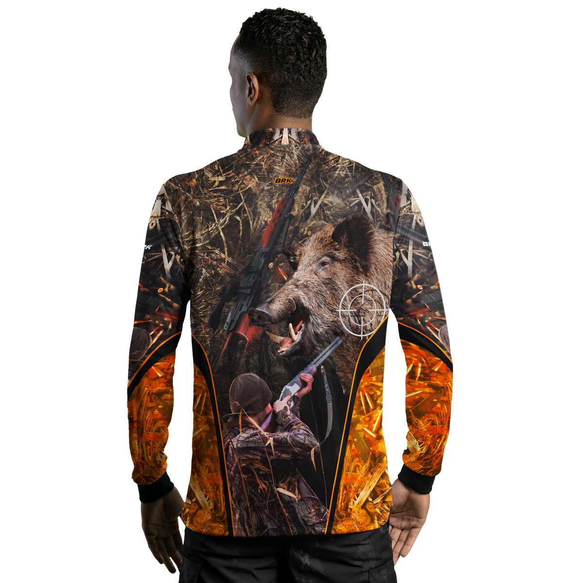 Camisa Agro Brk Camuflado Laranja Javali com Proteção Solar UV50+ - Brk Agro