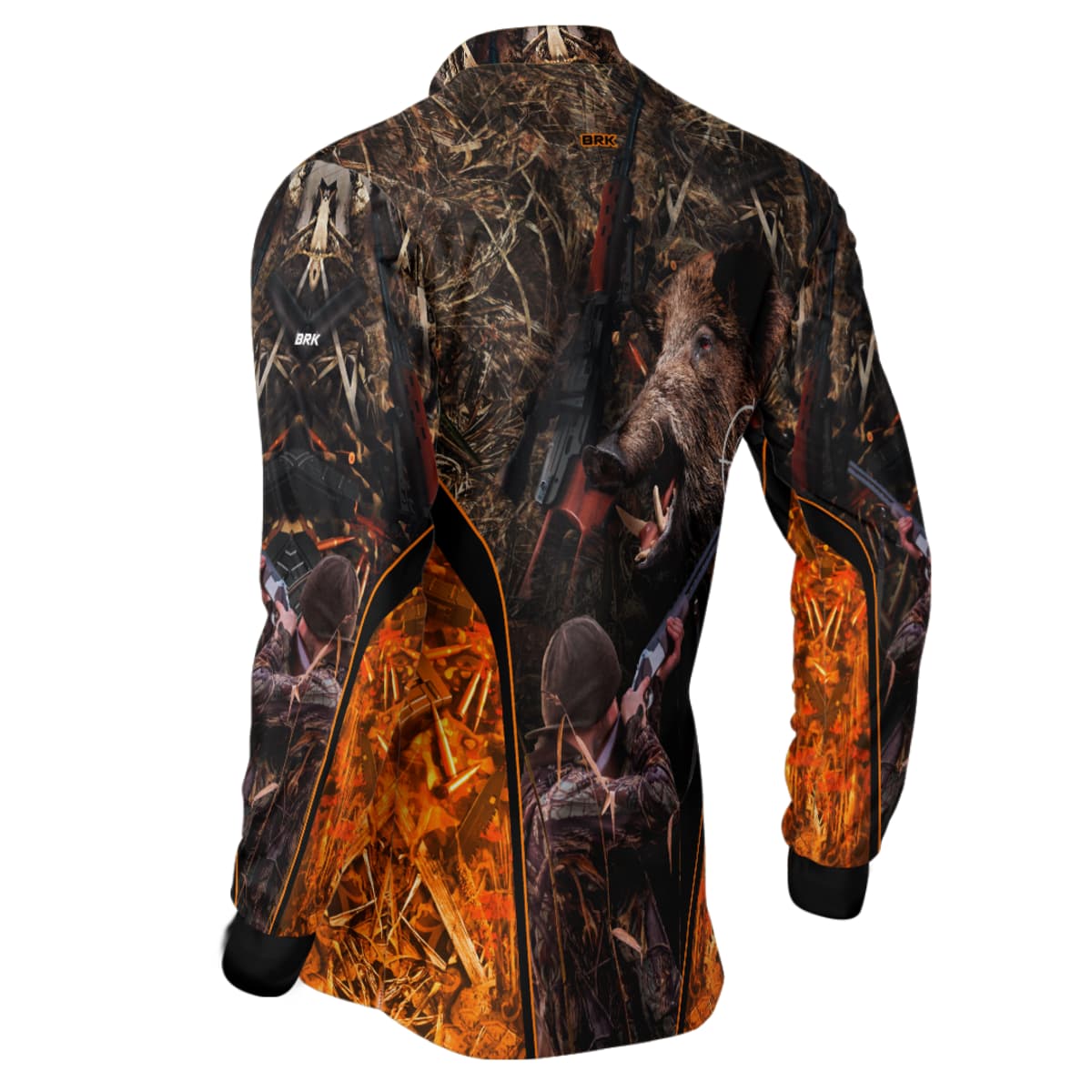 Camisa Agro Brk Camuflado Laranja Javali com Proteção Solar UV50+ - Brk Agro