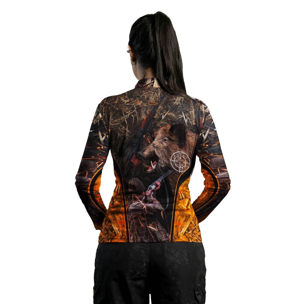 Camisa Agro Brk Camuflado Laranja Javali com Proteção Solar UV50+ - Brk Agro
