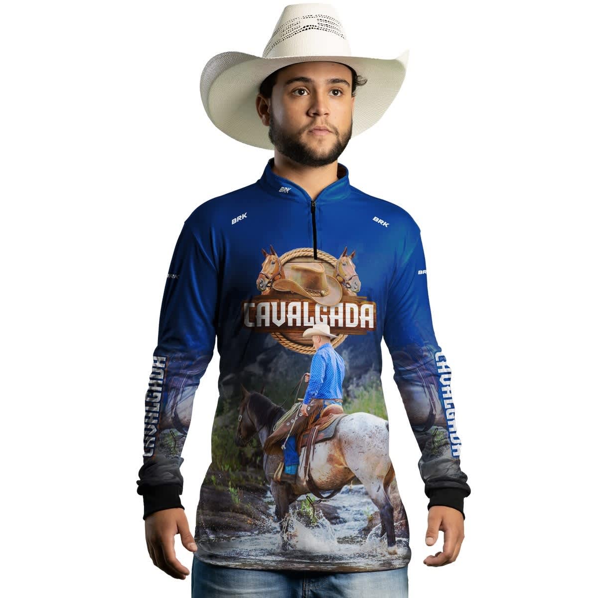 Camisa Agro Brk Cavalgada Azul com Proteção Solar UV50+ - BRK AGRO