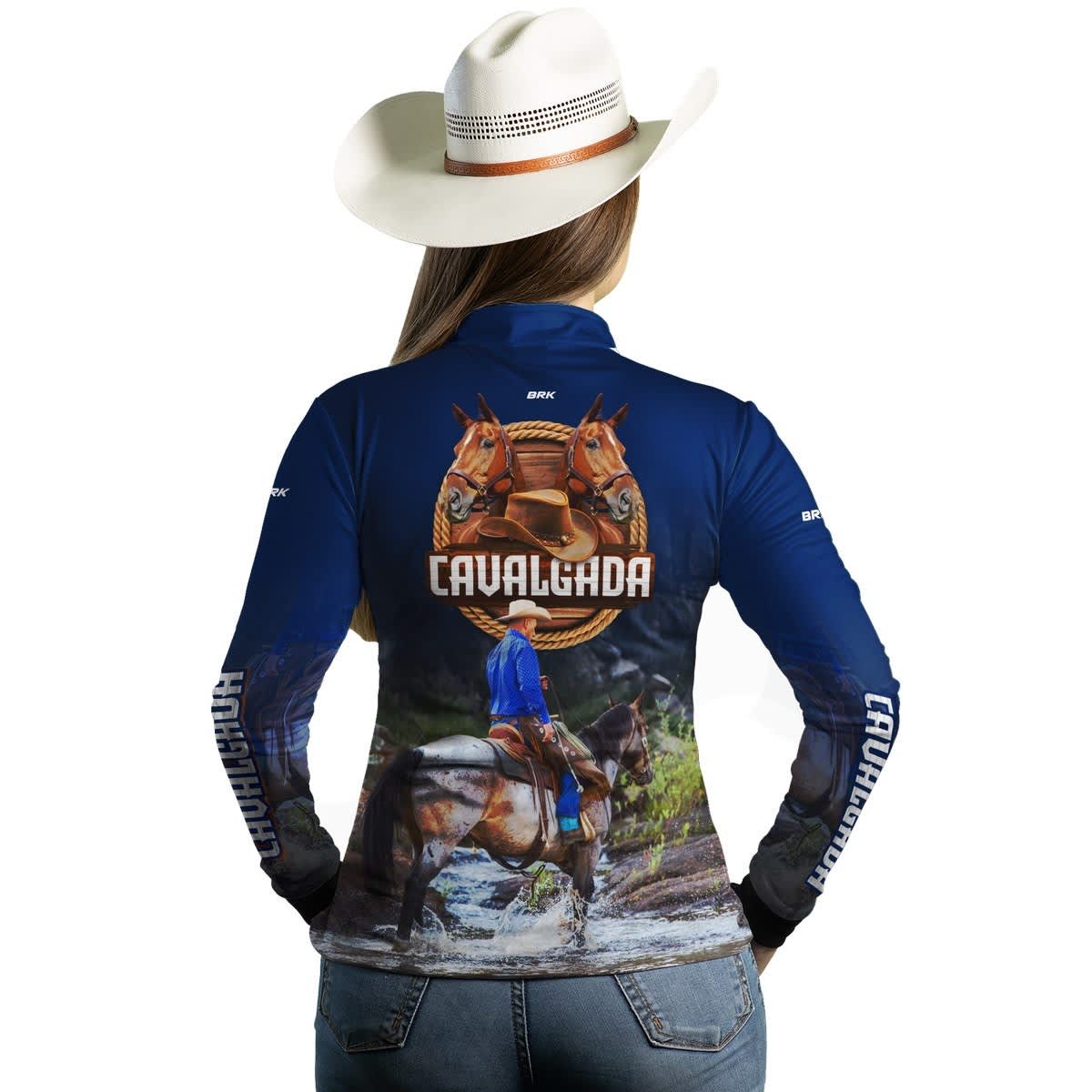 Camisa Agro Brk Cavalgada Azul com Proteção Solar UV50+ - BRK AGRO