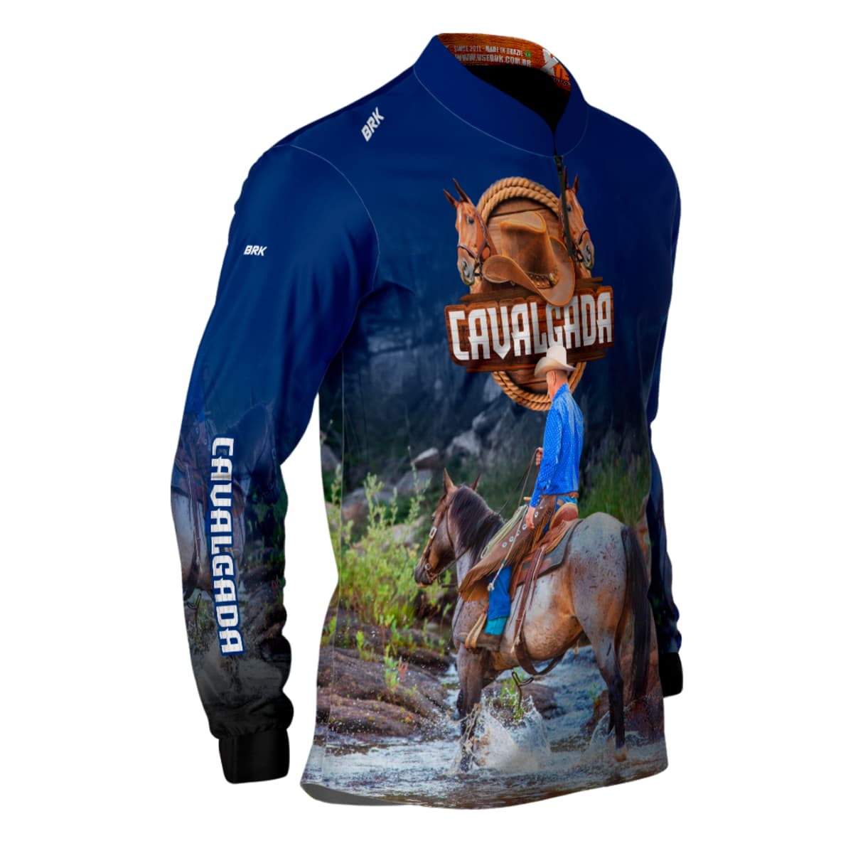 Camisa Agro Brk Cavalgada Azul com Proteção Solar UV50+ - BRK AGRO