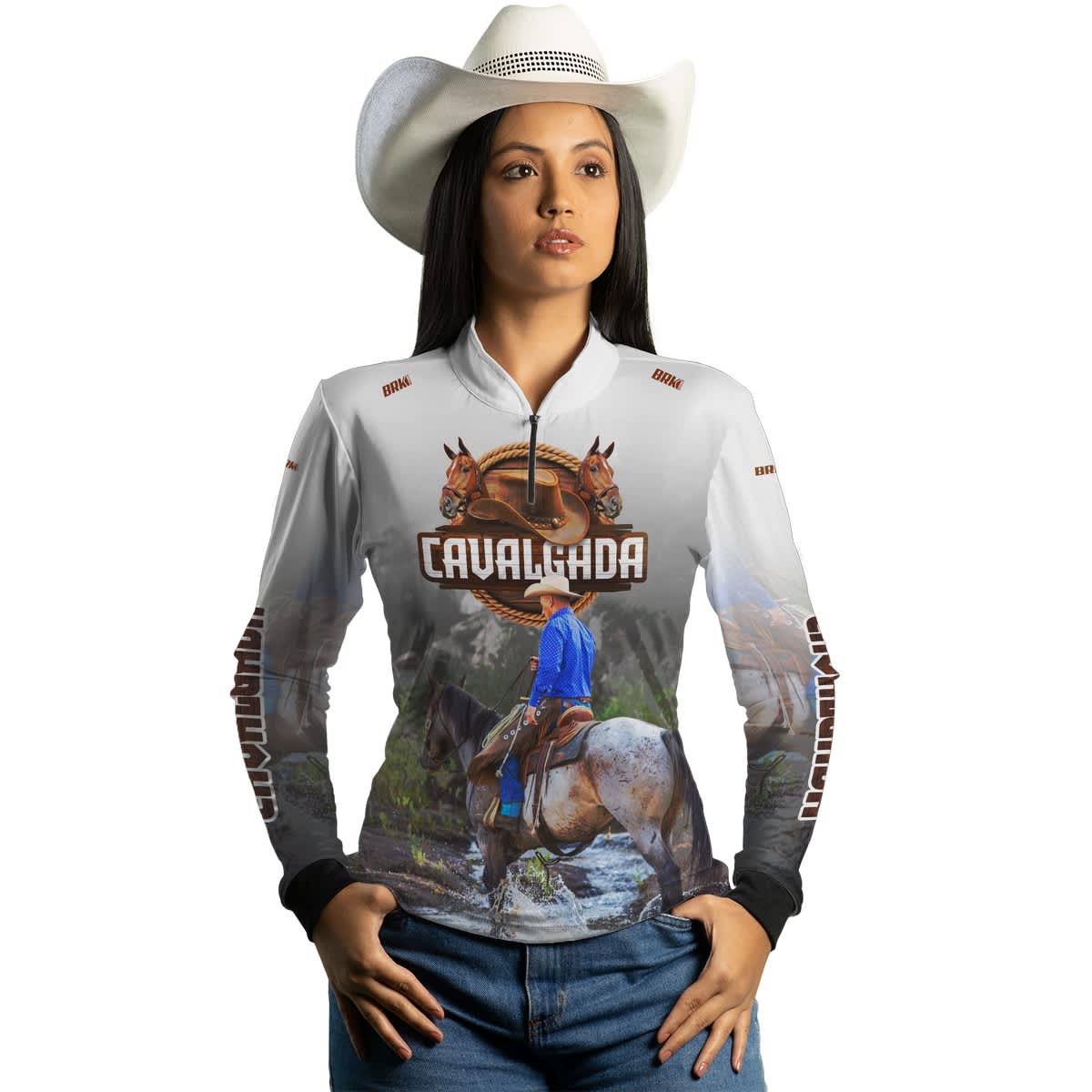 Camisa Agro Brk Cavalgada Branca com Proteção Solar UV50+ - Brk Agro
