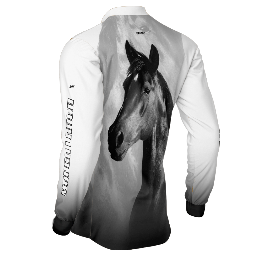 Camisa Agro Brk Cavalo Mangalarga Branca com UV50+ - BRK AGRO