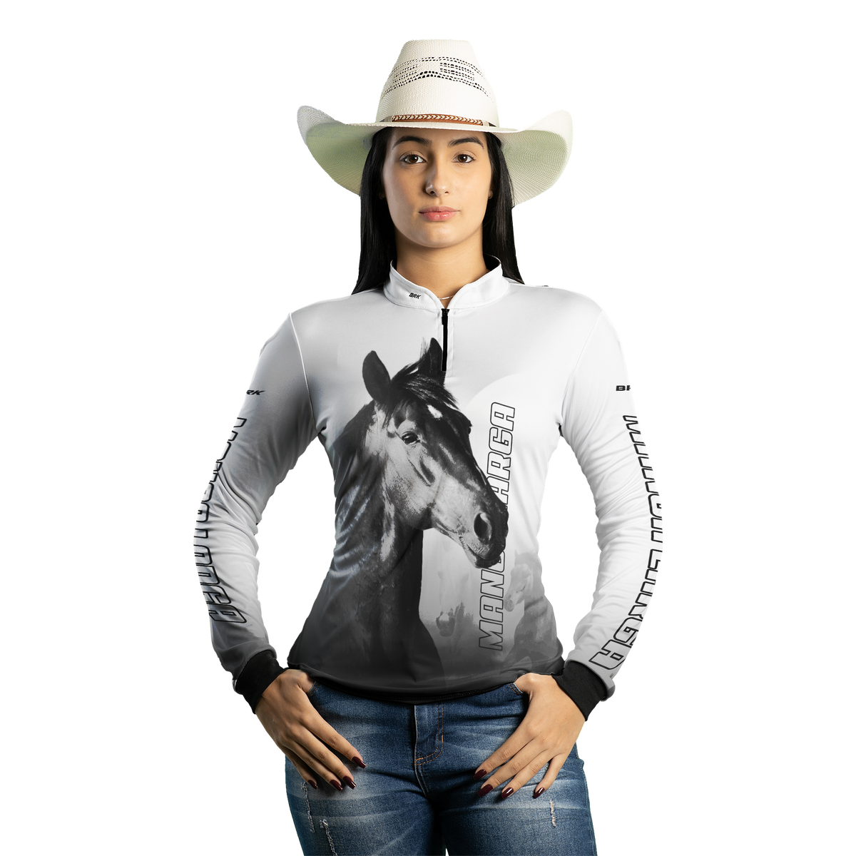 Camisa Agro Brk Cavalo Mangalarga Branca com UV50+ - BRK AGRO