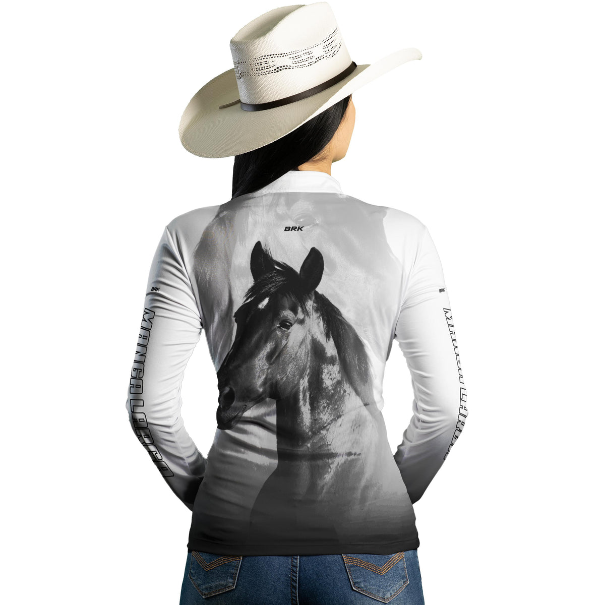 Camisa Agro Brk Cavalo Mangalarga Branca com UV50+ - BRK AGRO