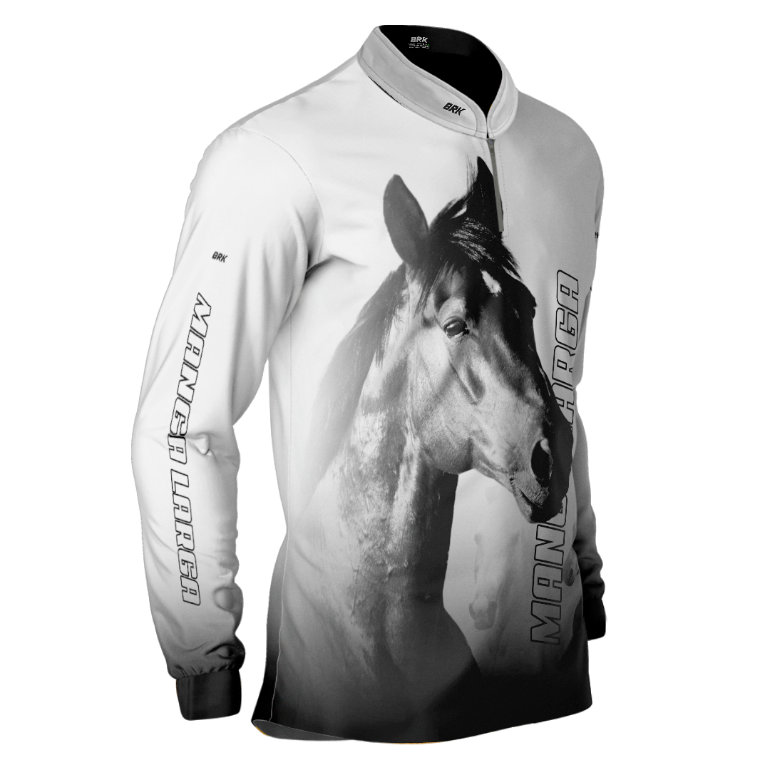 Camisa Agro Brk Cavalo Mangalarga Branca com UV50+ - BRK AGRO