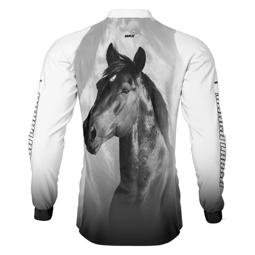 Camisa Agro Brk Cavalo Mangalarga Branca com UV50+ - BRK AGRO