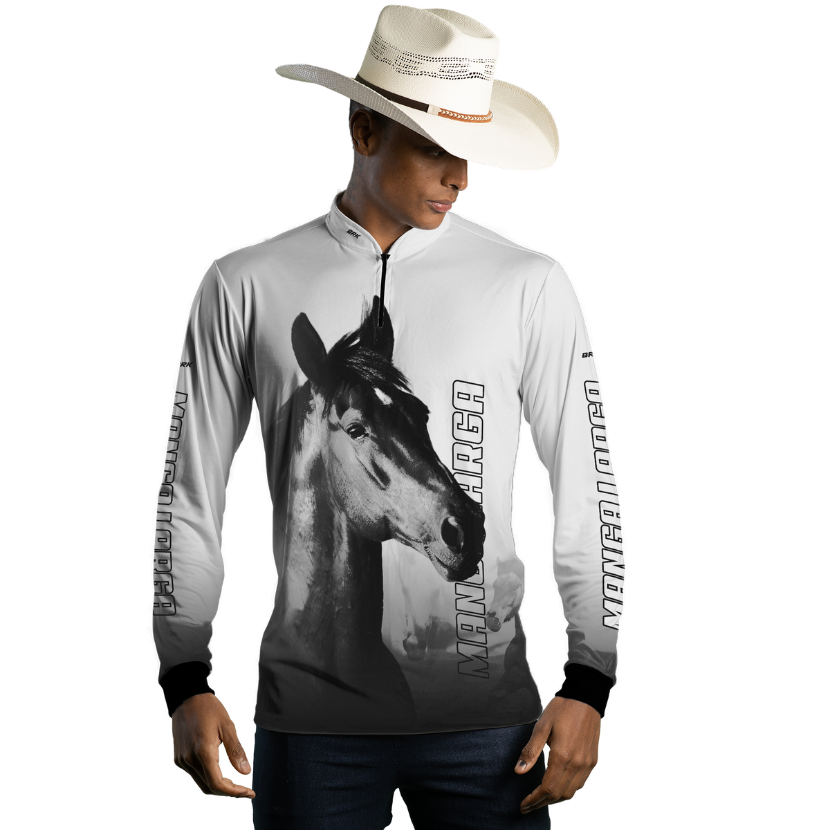 Camisa Agro Brk Cavalo Mangalarga Branca com UV50+ - BRK AGRO
