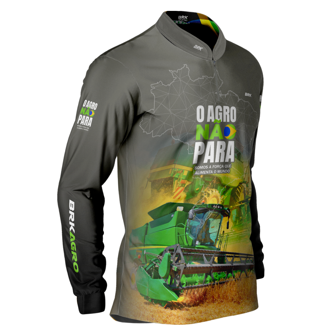 Camisa Agro Brk O Agro Não Para Trator Verde Claro com UV50+ - BRK AGRO