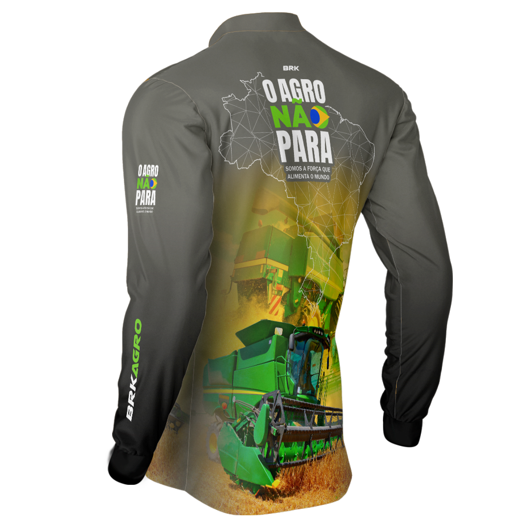 Camisa Agro Brk O Agro Não Para Trator Verde Claro com UV50+ - BRK AGRO