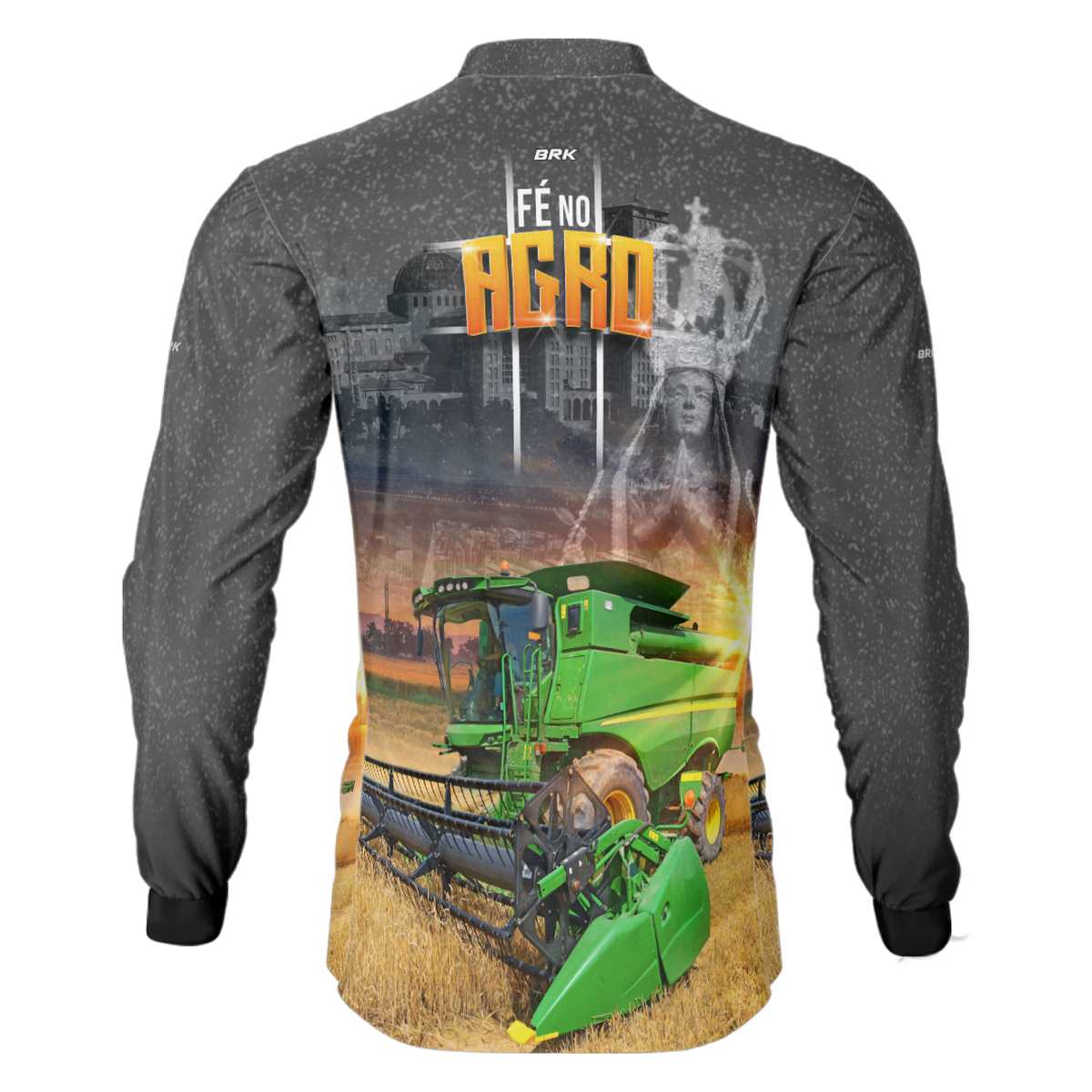 Camisa Agro Brk Colheitadeira Padroeira Fé no Agro com Proteção Solar UV50+ - Brk Agro