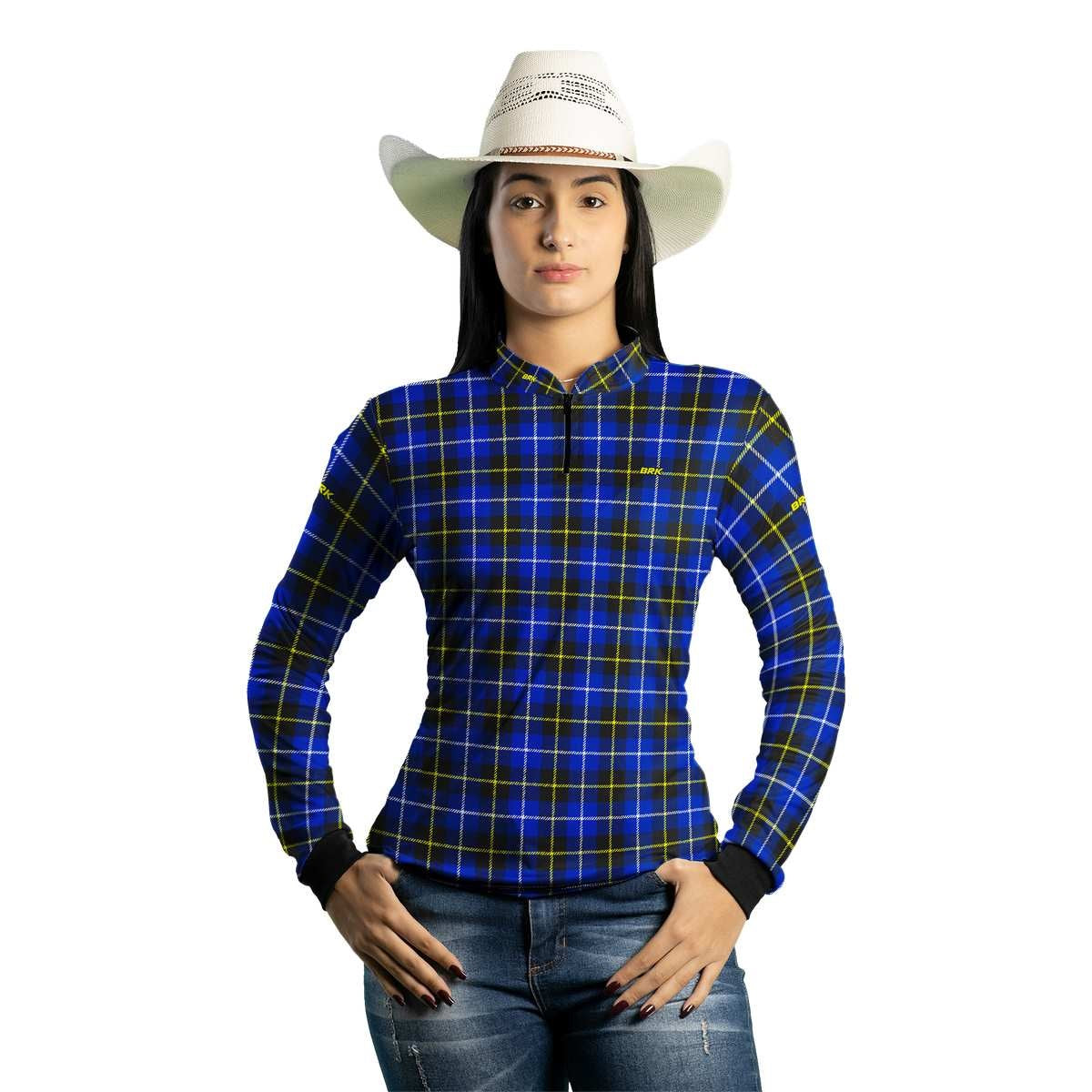 Camisa Agro Brk Country Masculina Xadrez Azul com Proteção Solar UV50+ - BRK AGRO