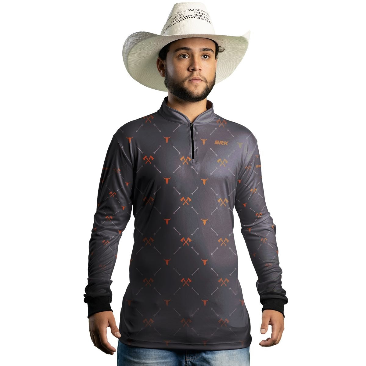 Camisa Agro Brk Country Xadrez Orange Horse com Proteção Solar UV50+ - BRK AGRO