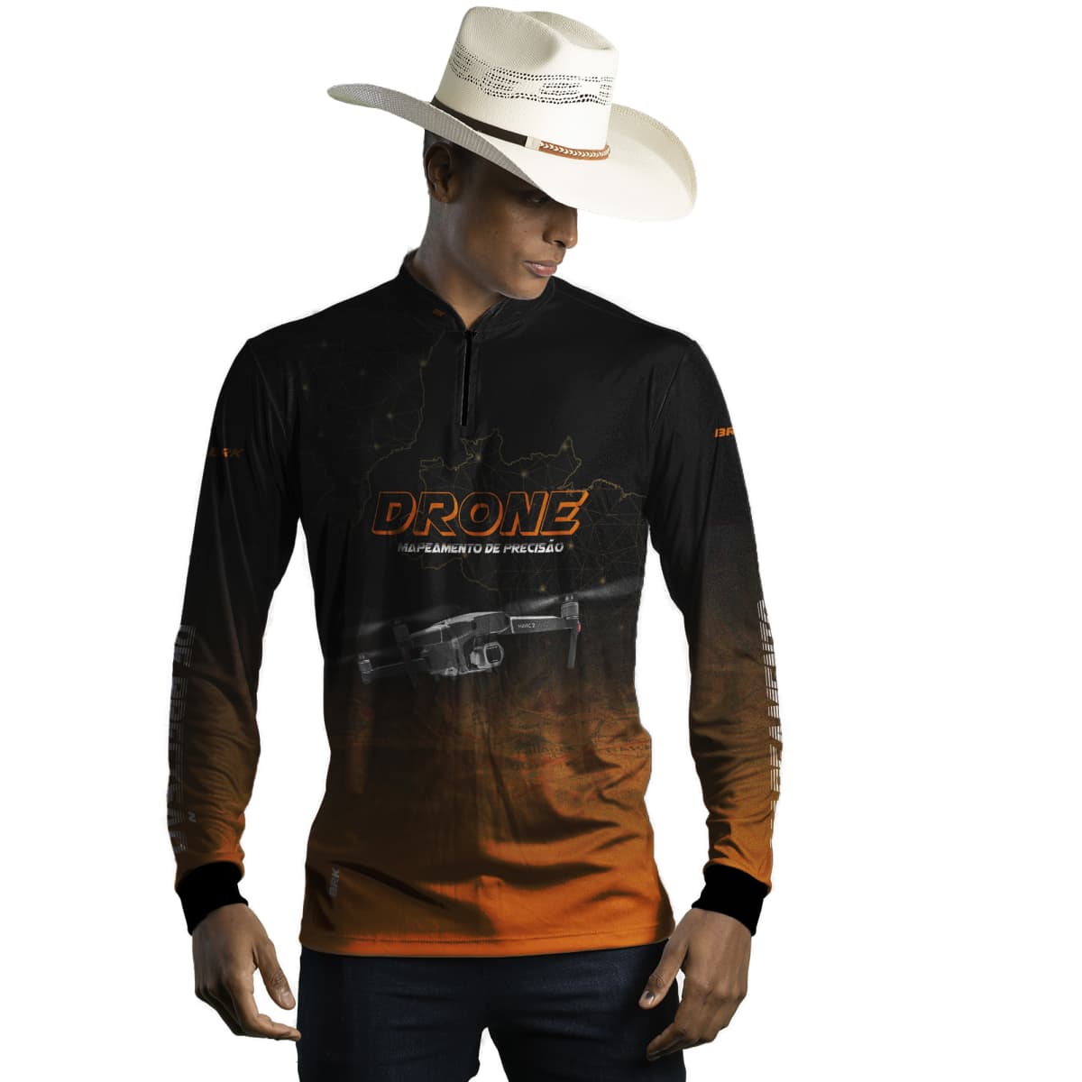 Camisa Agro Brk Drone Mapeamento DJI Laranja com Proteção Solar UV50+ - Brk Agro