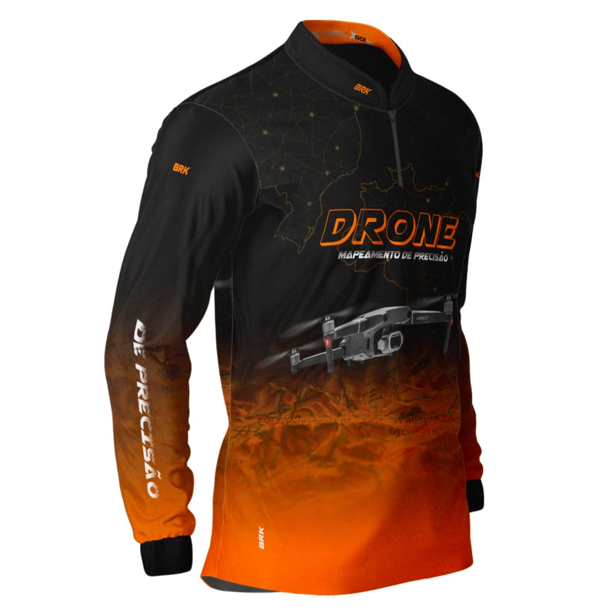 Camisa Agro Brk Drone Mapeamento DJI Laranja com Proteção Solar UV50+ - Brk Agro