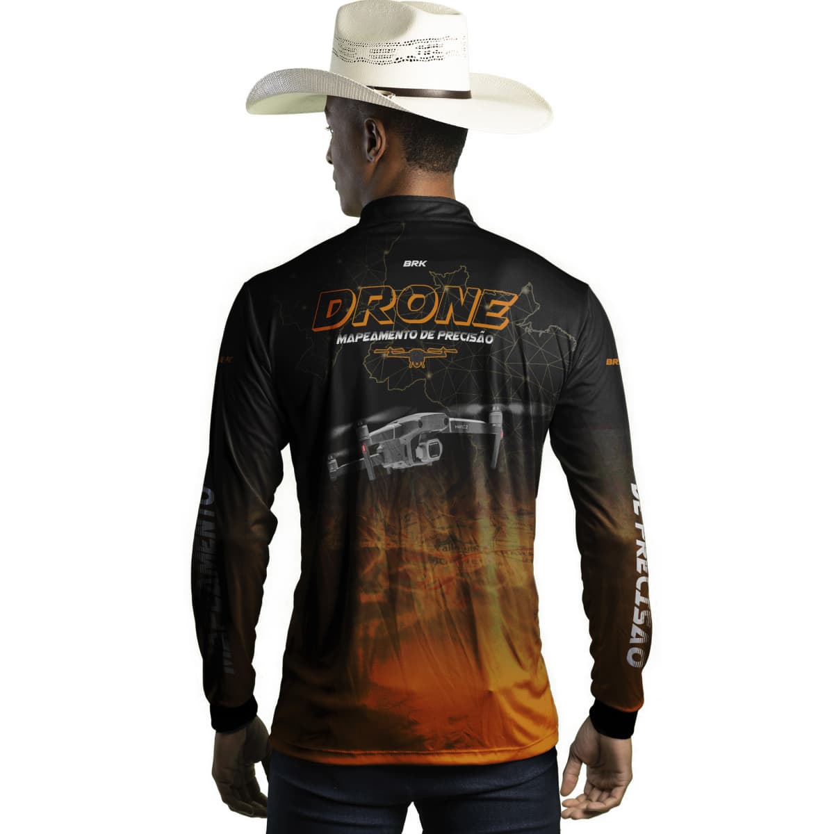 Camisa Agro Brk Drone Mapeamento DJI Laranja com Proteção Solar UV50+ - Brk Agro