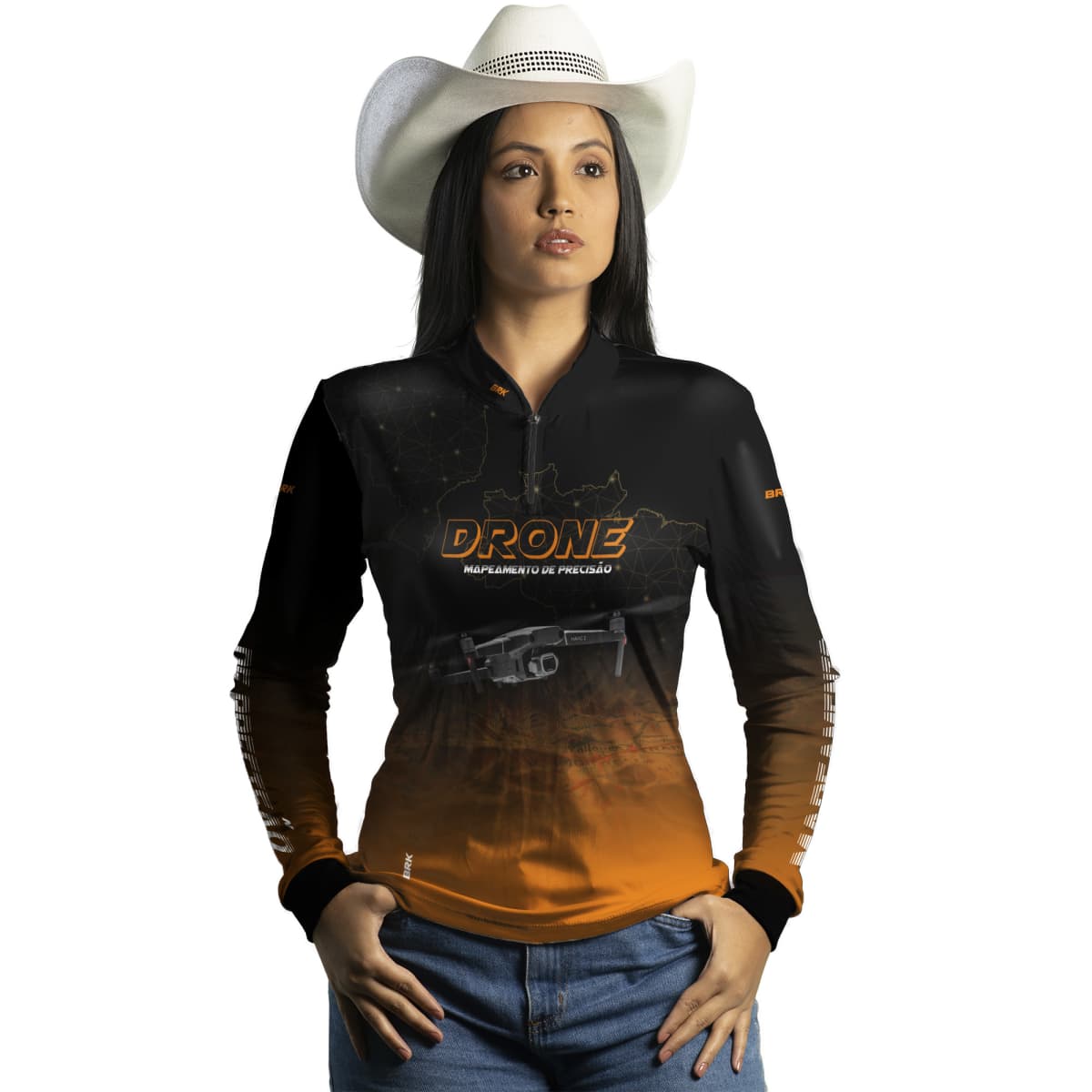 Camisa Agro Brk Drone Mapeamento DJI Laranja com Proteção Solar UV50+ - Brk Agro