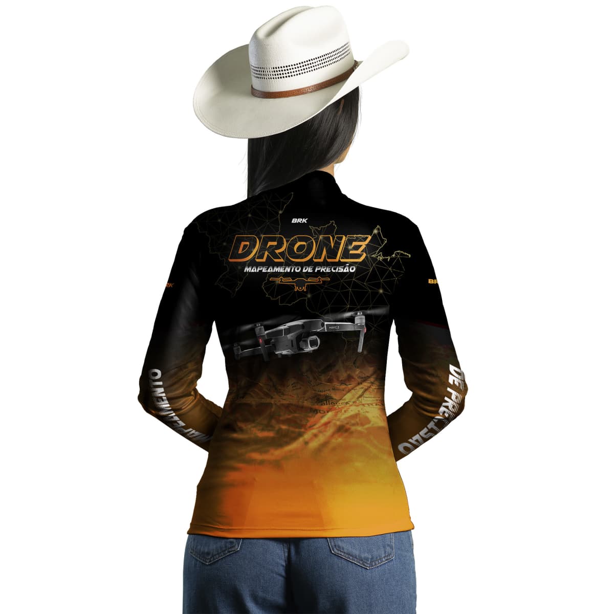 Camisa Agro Brk Drone Mapeamento DJI Laranja com Proteção Solar UV50+ - Brk Agro