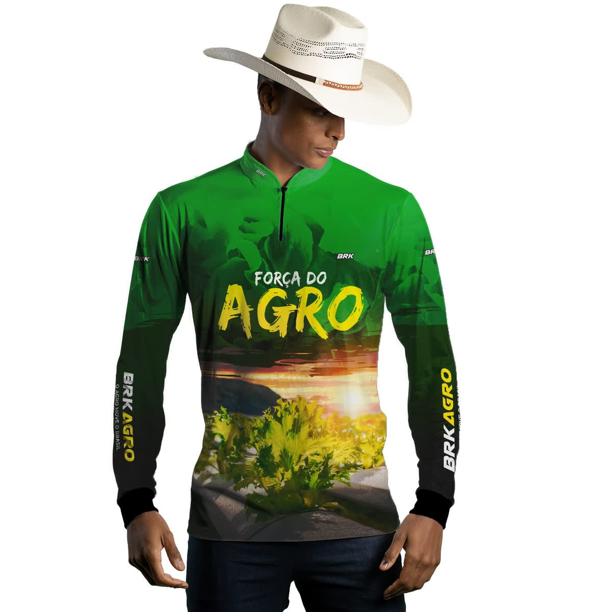 Camisa Agro Brk Força do Agro Hidroponia Alface com Proteção Solar UV50+ - Brk Agro
