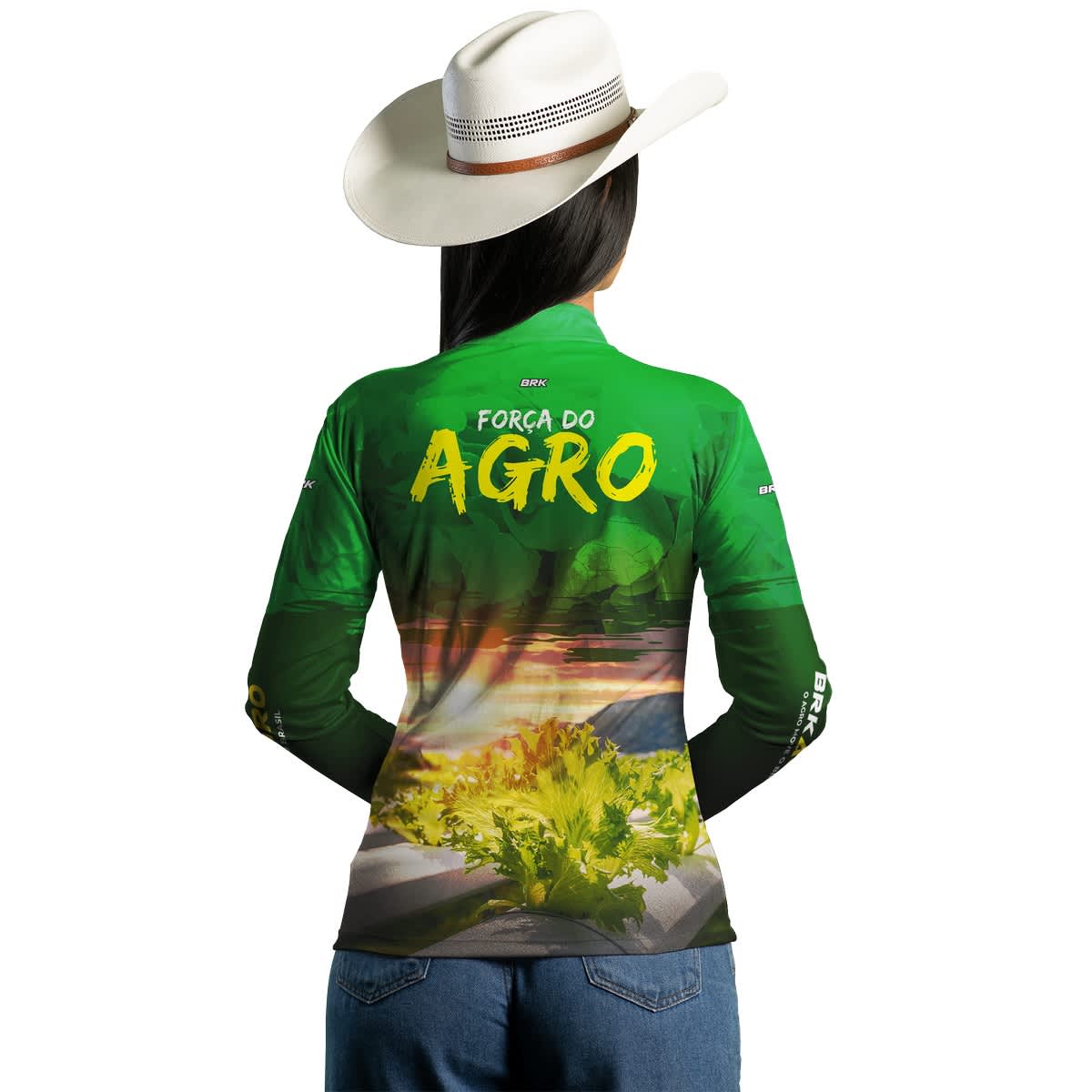 Camisa Agro Brk Força do Agro Hidroponia Alface com Proteção Solar UV50+ - Brk Agro