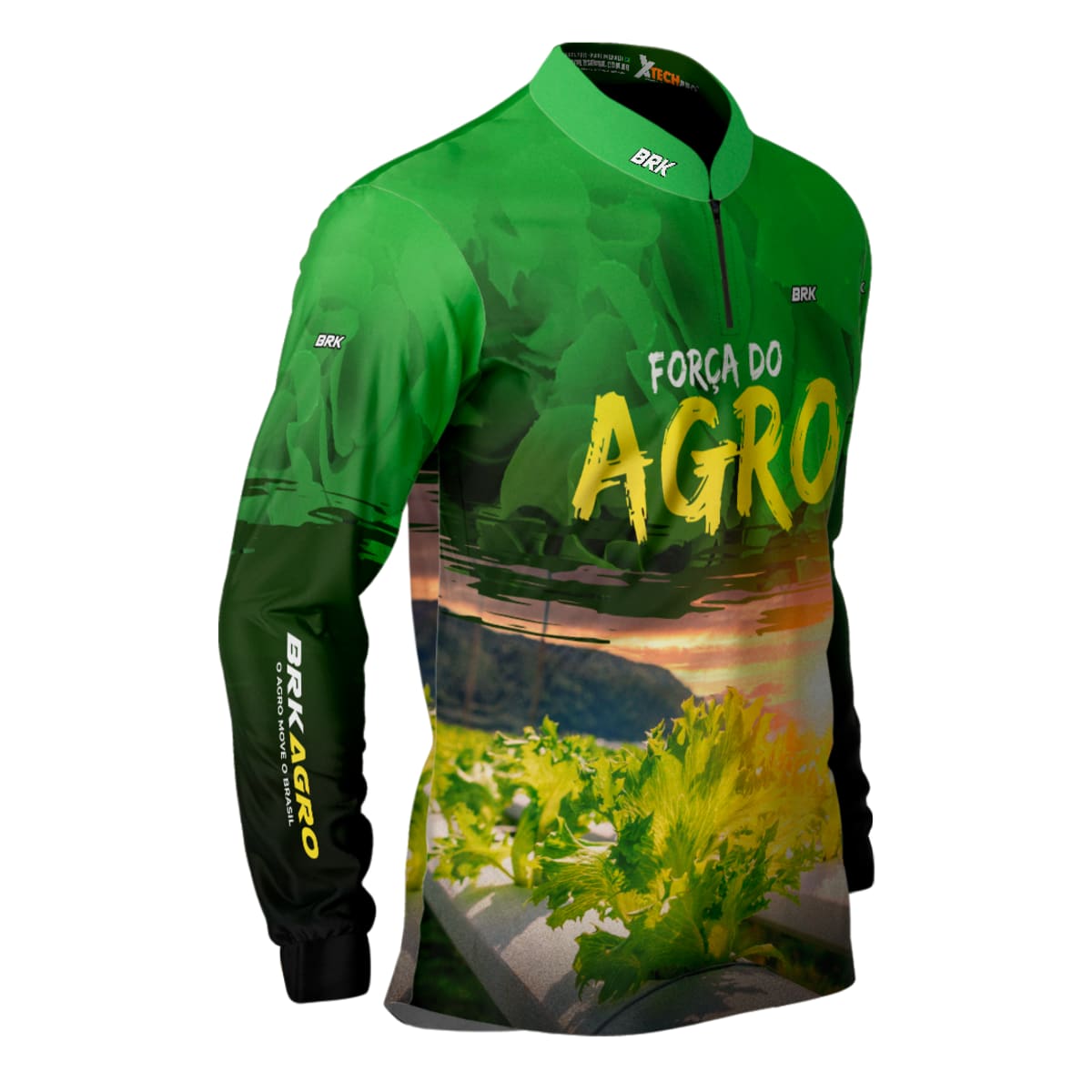 Camisa Agro Brk Força do Agro Hidroponia Alface com Proteção Solar UV50+ - Brk Agro