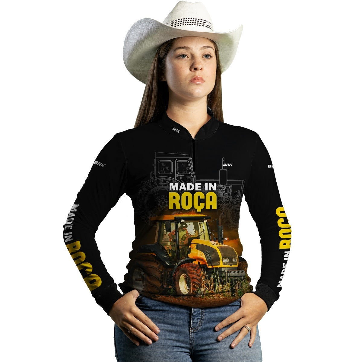 Camisa Agro Brk Made in Roça Trator Amarelo com Proteção Solar UV50+ - BRK AGRO