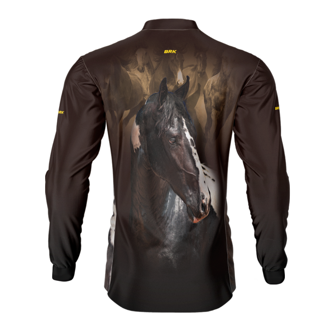 Camisa Agro Brk Marrom e Preto Mangalarga com UV50+ - BRK AGRO