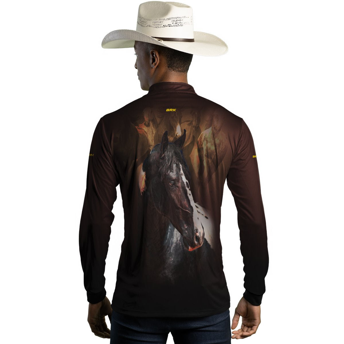 Camisa Agro Brk Marrom e Preto Mangalarga com UV50+ - BRK AGRO