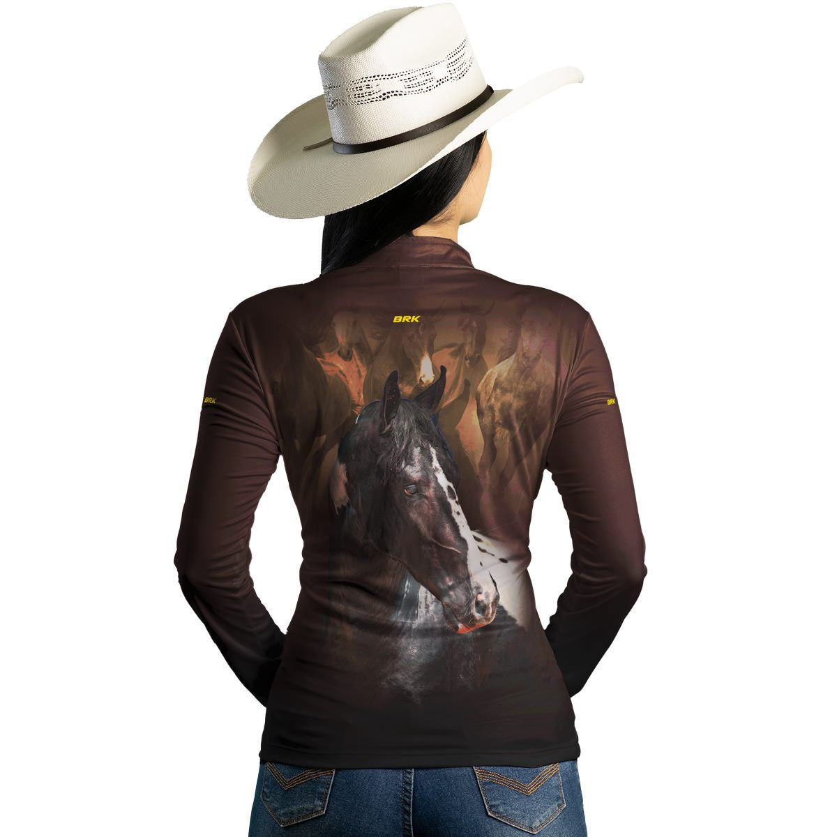 Camisa Agro Brk Marrom e Preto Mangalarga com UV50+ - BRK AGRO