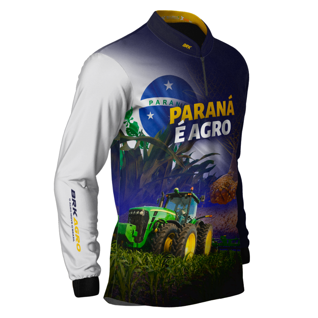 Camisa Agro Brk Paraná é Agro Milho e Soja com Proteção Solar UV50+ - BRK AGRO
