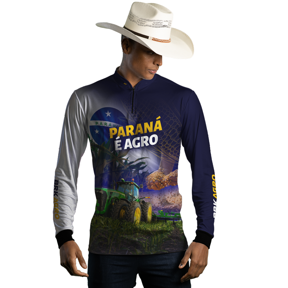 Camisa Agro Brk Paraná é Agro Milho e Soja com Proteção Solar UV50+ - BRK AGRO
