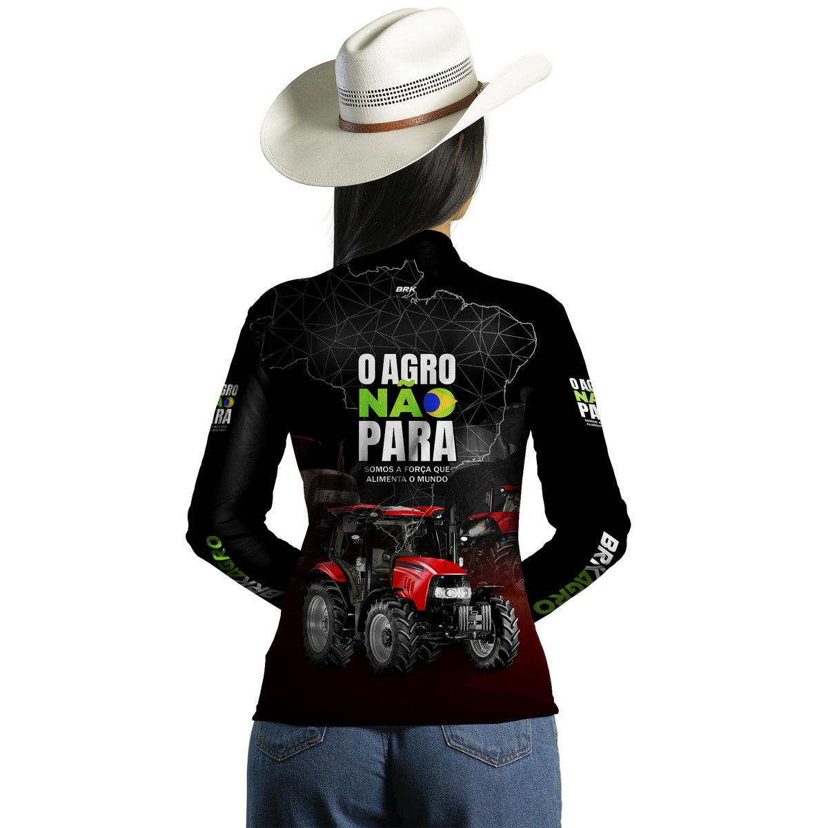 Camisa Agro Brk O Agro Não Para Preta e Vermelho com UV50+ - BRK AGRO