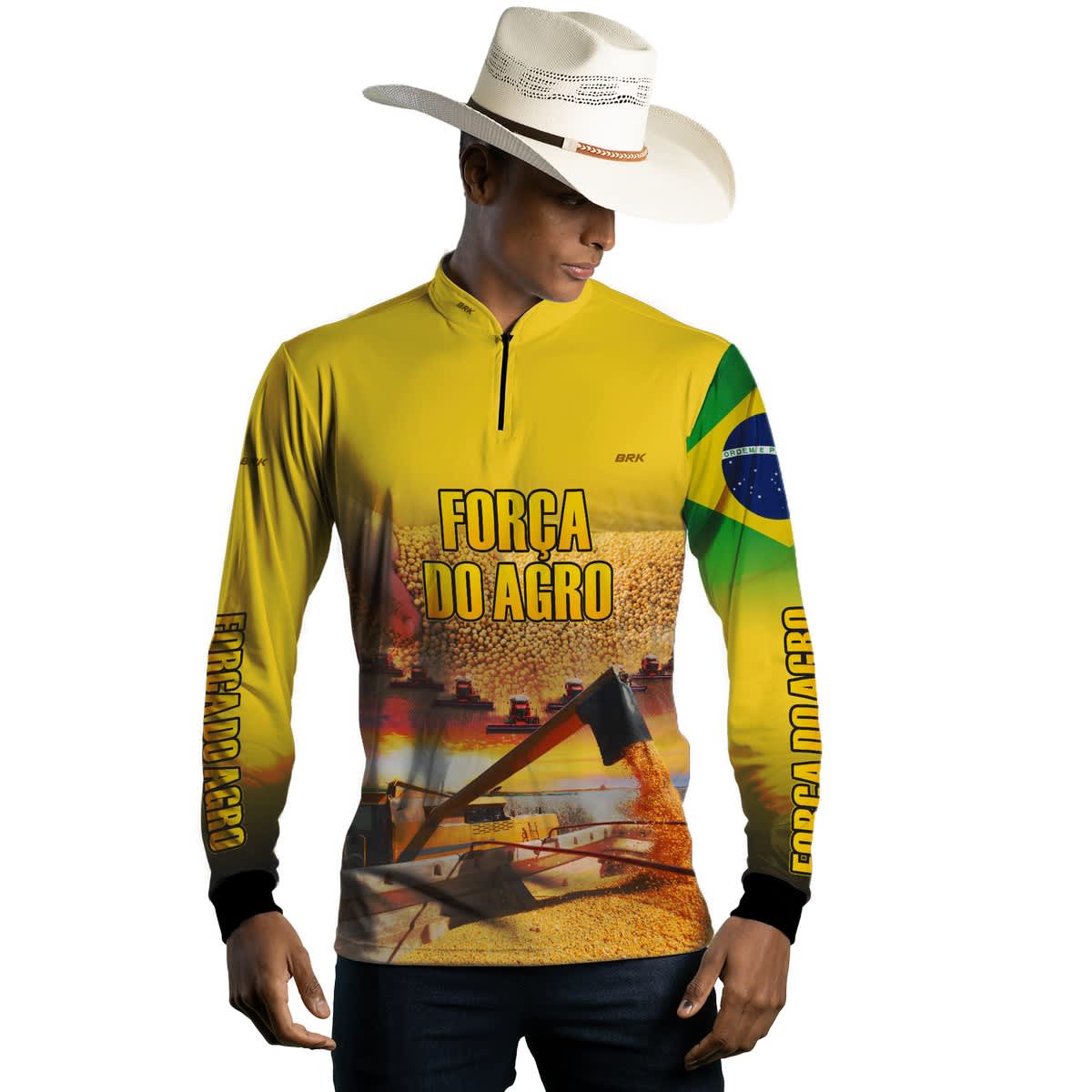 Camisa Agro Brk Produtor de Soja Amarela com Proteção Solar UV50+ - Brk Agro