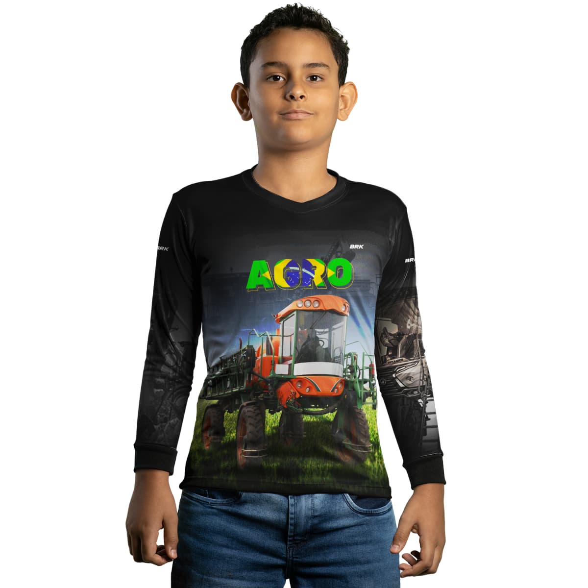Camisa Agro Brk Pulverizador Trator Laranja com Proteção Solar UV50+ - Brk Agro