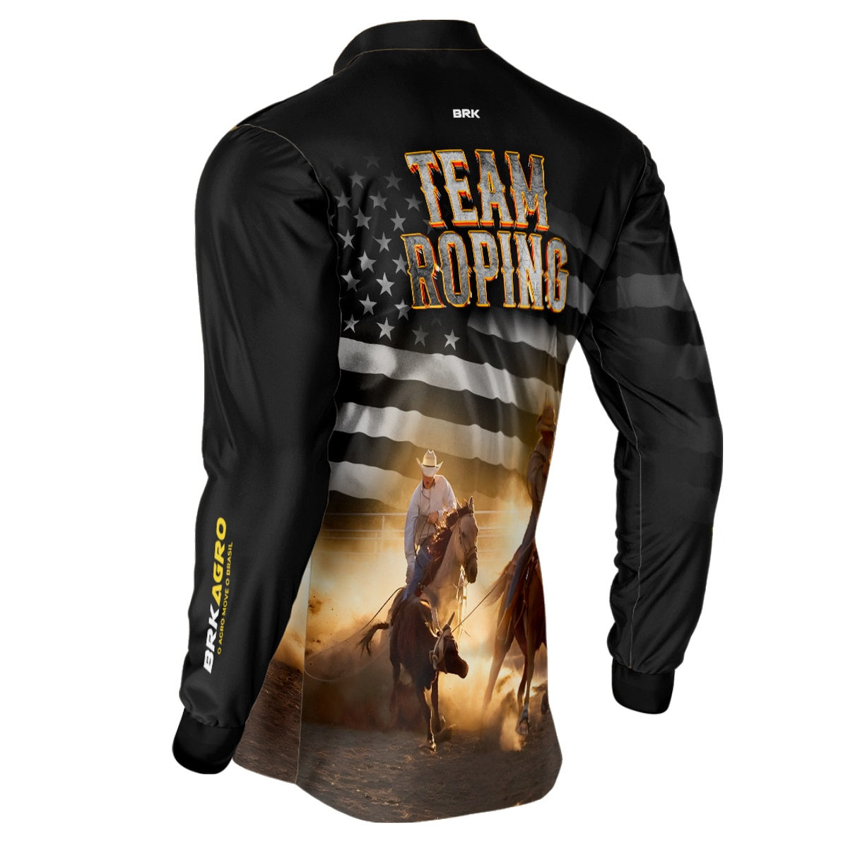Camisa Agro Brk Team Roping Preta com UV50+ - BRK AGRO