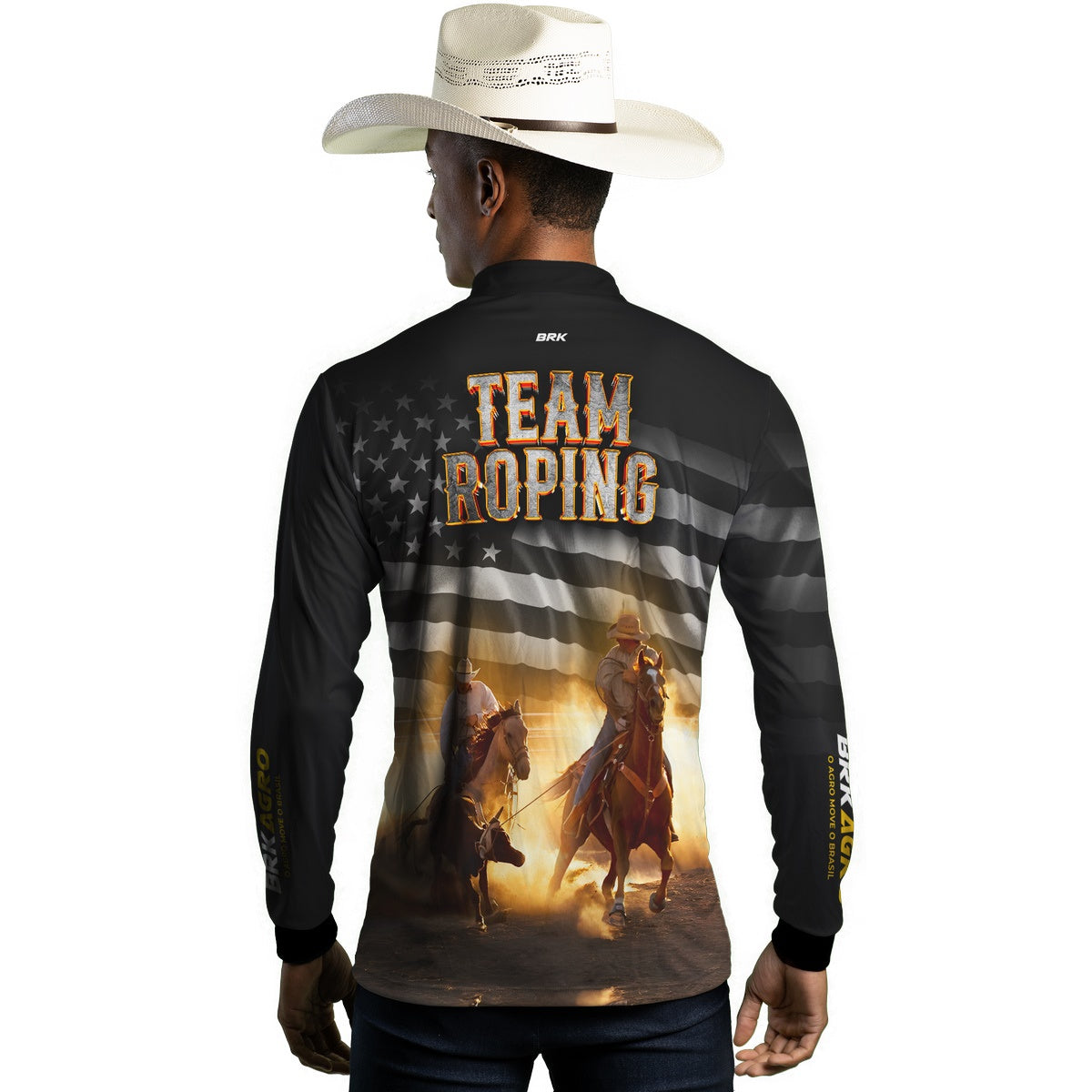 Camisa Agro Brk Team Roping Preta com UV50+ - BRK AGRO