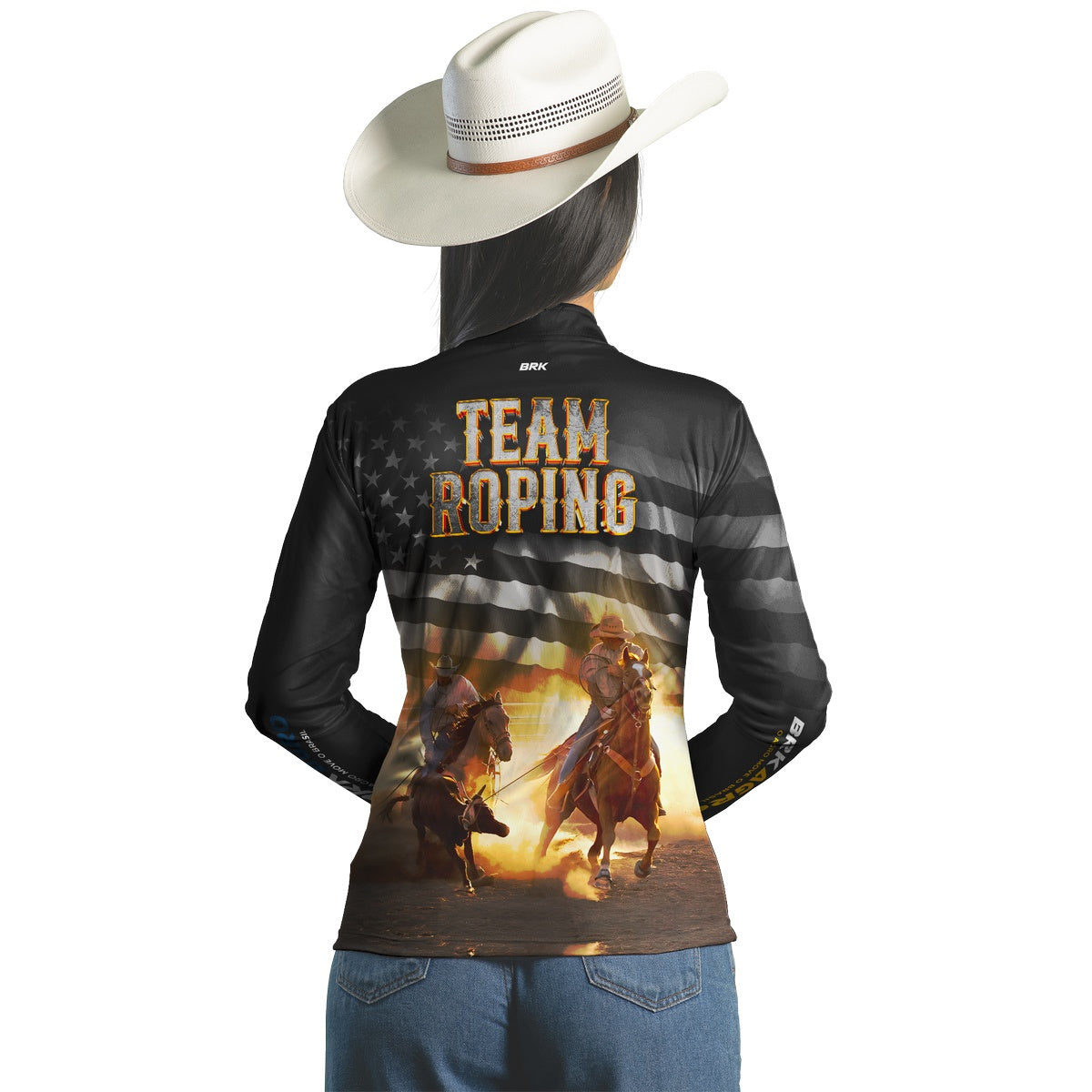 Camisa Agro Brk Team Roping Preta com UV50+ - BRK AGRO