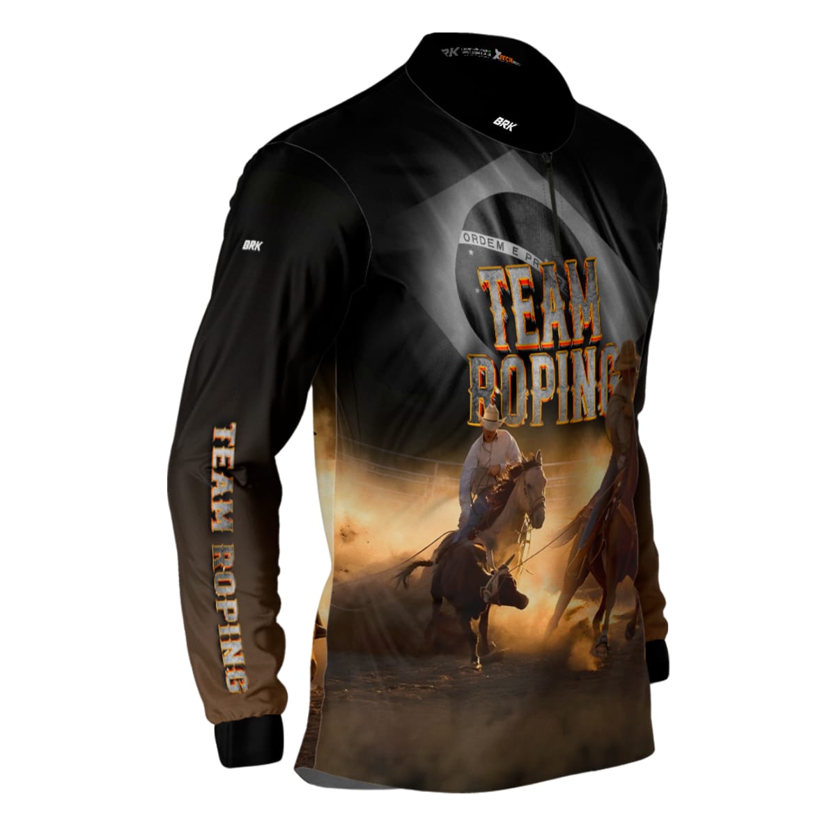 Camisa Agro Brk Team Roping Preto com Proteção UV50+ - BRK AGRO