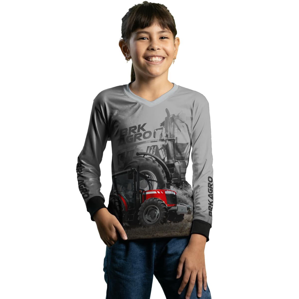 Camisa Agro Brk Trator 4707 Vermelho Clara com Proteção Solar UV50+ - Brk Agro