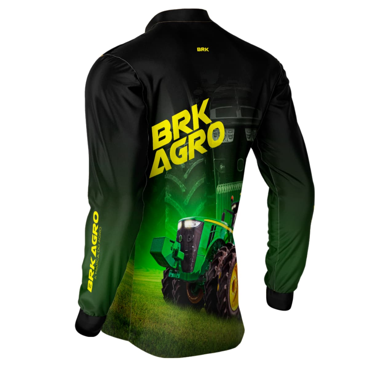 Camisa Agro Brk Trator 8250R Preta com Proteção Solar UV50+ - Brk Agro