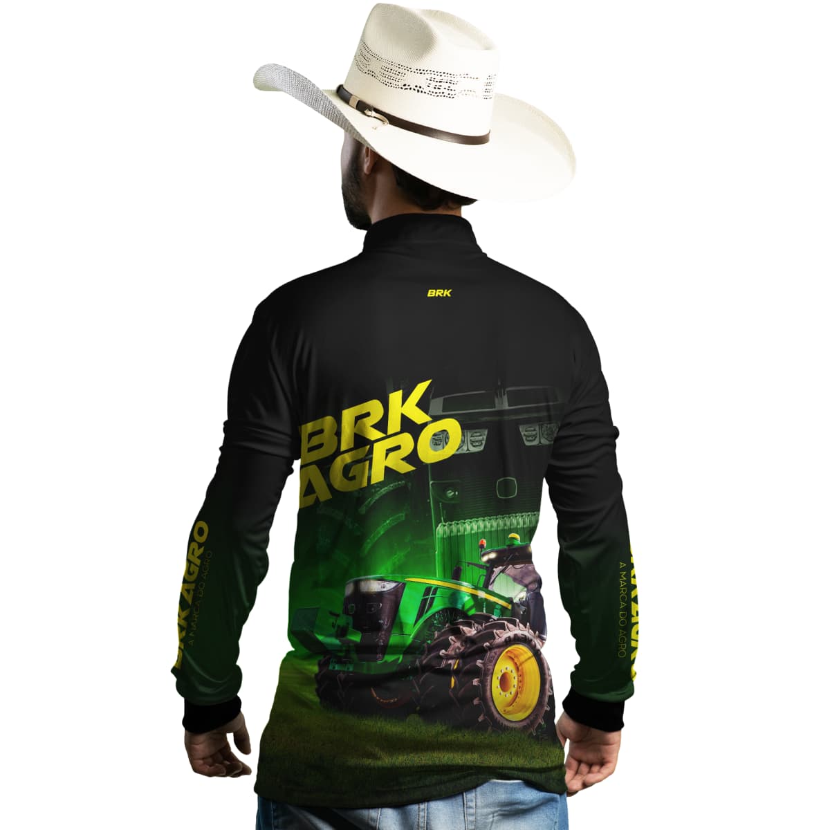 Camisa Agro Brk Trator 8250R Preta com Proteção Solar UV50+ - Brk Agro