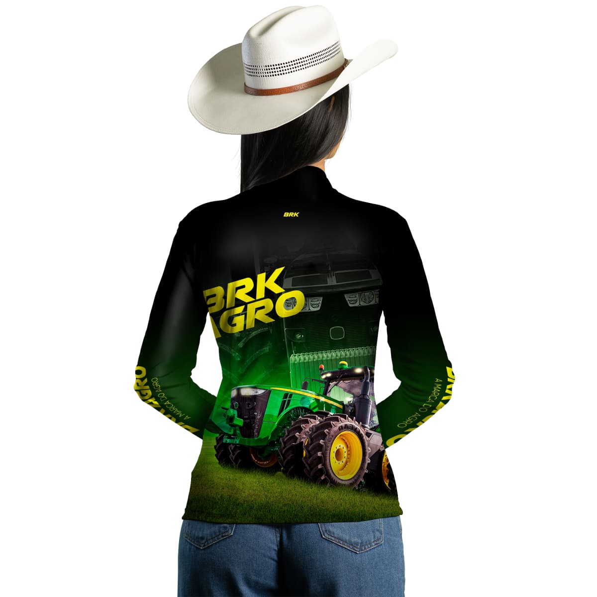 Camisa Agro Brk Trator 8250R Preta com Proteção Solar UV50+ - Brk Agro