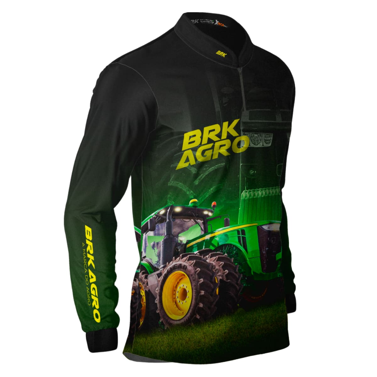 Camisa Agro Brk Trator 8250R Preta com Proteção Solar UV50+ - Brk Agro